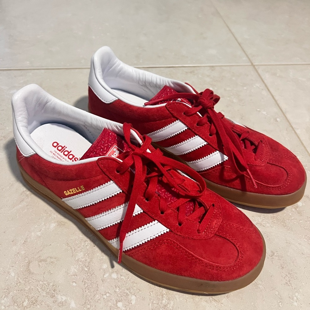 Red adidas gazelle